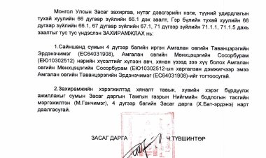 СУМЫН ЗАСАГ ДАРГЫН А/54-А/95 ДУГААР ЗАХИРАМЖ /2023.03 ДУГААР САР/